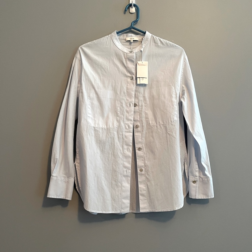 Vince Relaxed Band Collar Blouse - XS
